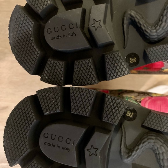 Authentic Gucci Supreme GG Monogram Flora Lace Up Combat Ankle Boots |Sz 38| - Picture 9 of 12